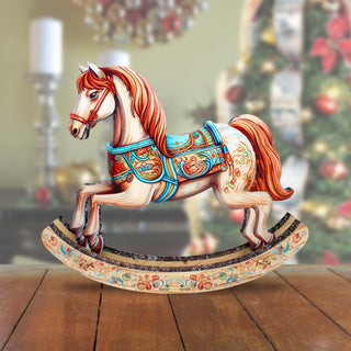 Timeless Ride of Joy Limited Edition Wooden Rocking Horse Figurine by G. Debrekht - Christmas Centerpiece Decor - 89307