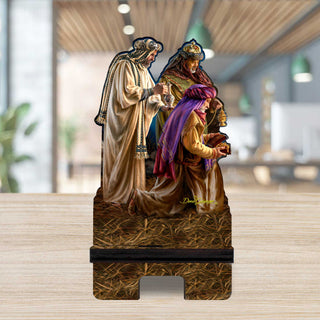 Three Kings Nativity Cell Phone Stand Inspirational Decor Wood Mobile Tablet Holder Charging Station Organizer - 892088C-DG