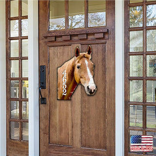 Horse Wooden Custom House Number Sign - Nature Wildlife Decor - Handcrafted Wooden Handcrafted Wooden Address Sign - MA98160