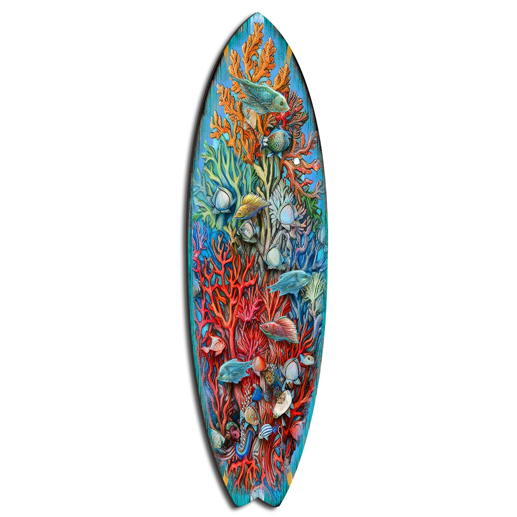 Surfboard Coastal Wall Art - Underwater Life Wall Art by G. DeBrekht - Coastal Holiday Decor - 8490135HS