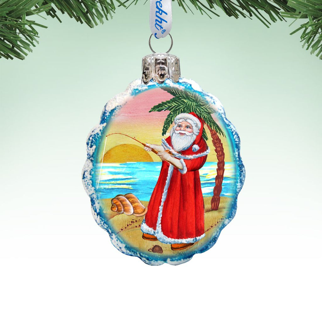 Flower Santa Mercury Glass Ornament by G. DeBrekht - Coastal Holiday Decor - 777361