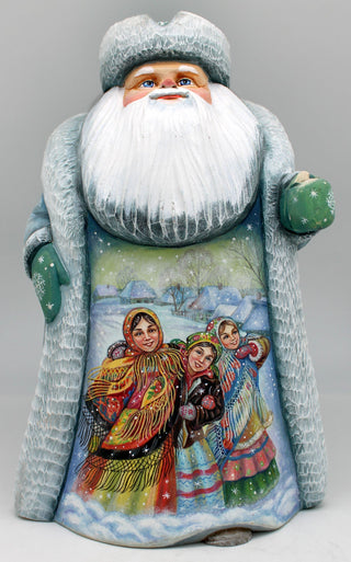 One-of-a-Kind Winter Play Santa Hand-Painted WOODCARVED Handpainted Figurine 12.5