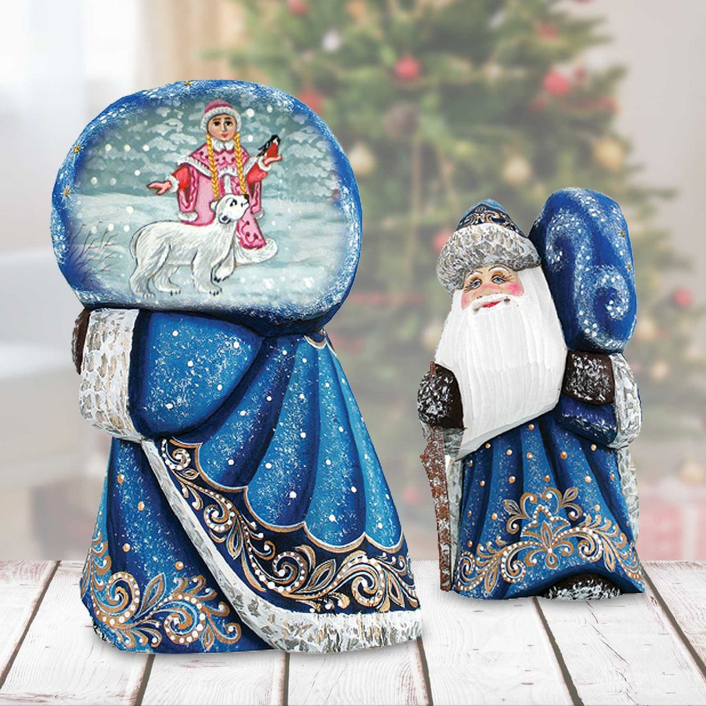 Delightfully Fun Yuletide Santa Hand-Painted WOODCARVED Figurine by G. DeBrekht - Christmas Decor - 8215545