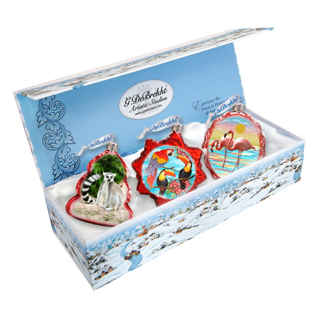 Tropical Mercury Glass Ornaments Set of 3 by G. DeBrekht - Coastal Holiday Decor - 770125S3