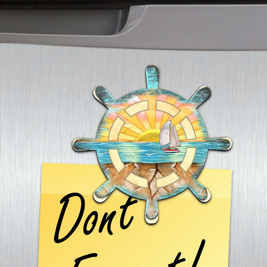 Nautical Decorative Eco Wood Magnets Set of 6 by G. Debrekht - Coastal Decor - 8090061G-S6