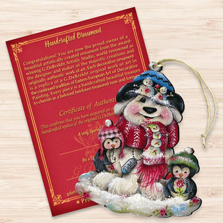 Dog and Penguin Wooden Ornaments by Jamie Mills-Price - Pets Dog and Cats Decor - 8457503