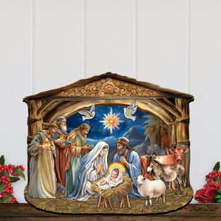 The Birth of Jesus Nativity Scene Holiday Door Decor by G. Debrekht - Nativity Holiday Decor - 8652761H
