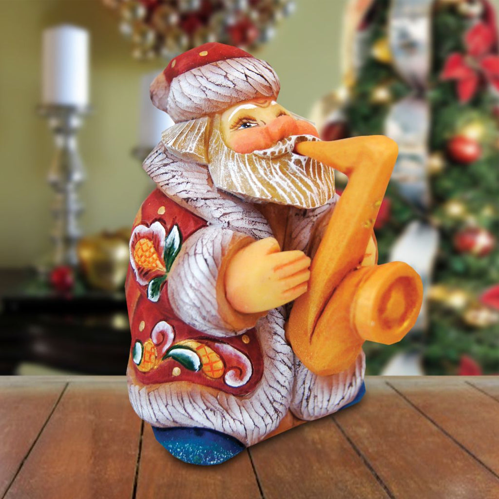 Mini Jazzman Santa Handcrafted Christmas Figurine - G. DeBrekht - Christmas Santa Snowman Decor - 517637