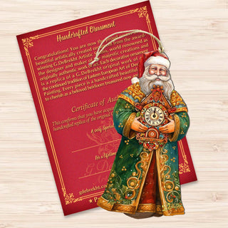 St. Nick's Magic Clock Wooden Ornaments by G. Debrekht - Christmas Santa Snowman Decor - 8691412