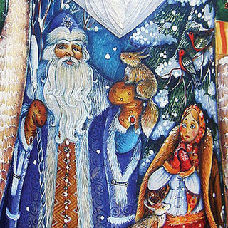 Christmas Night Father Frost Santa Hand-Painted WOODCARVED Masterpiece by G. DeBrekht - Christmas Decor - 241125 *** PRE-ORDER - Handmade Just for You! ***