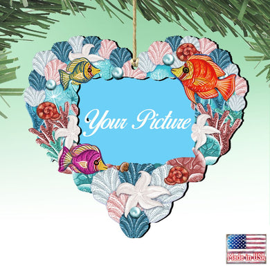 Coastal Heart Picture Frame Ornaments - Ornament for Photo - Coastal Holiday Decor - 8198737PF