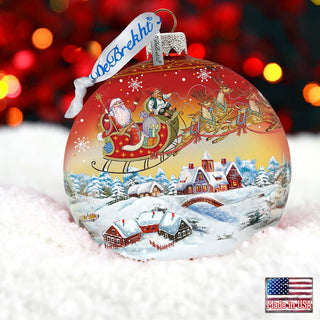 Up-Up and Away Red Glass Ornament Limited Edition by G. DeBrekht - Christmas Santa Snowman Decor - 73842R