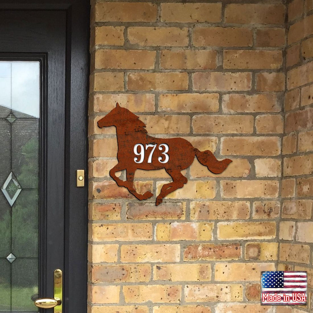 Horse Stable Wooden Personalized House Number Sign - Nature Wildlife Decor - Handcrafted Wooden Handcrafted Wooden Address Sign - MA98154