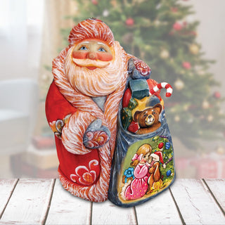 Secret Surprise Santa box Handcrafted Christmas Figurine - G. DeBrekht - Christmas Santa Snowman Decor - 517911