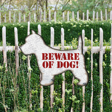 Beware of Dog! White Puppy House Number Sign - Nature Wildlife Decor - Handcrafted Wooden Address Sign - MA991223