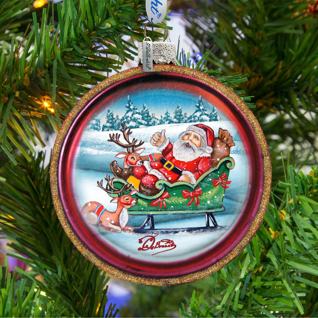 Joyful Sleigh Ride Cut Ball Glass Ornament by G. DeBrekht - Christmas Decor - 764-004