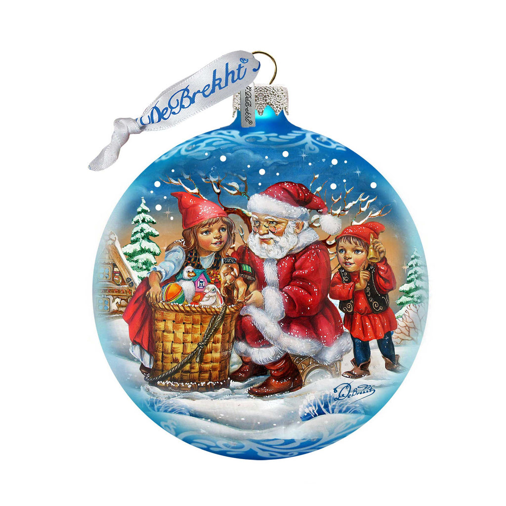 Christmas Ball Glass Ornament by G. DeBrekht - Christmas Santa Snowman Decor - 73367