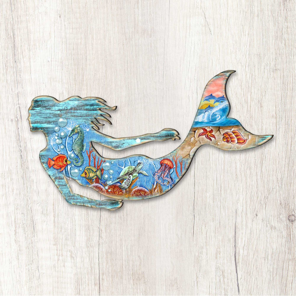 Rustic Mermaid Door Decor by G. DeBrekht - Coastal Holiday Decor - 81985142H