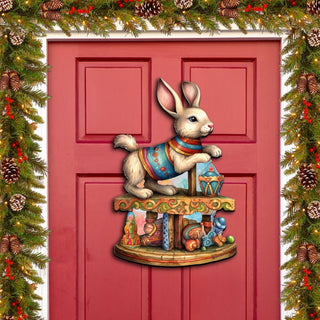 Carousel Bunny with Toys Holiday Door Decor by G. Debrekht - Christmas Decor - 8611086H