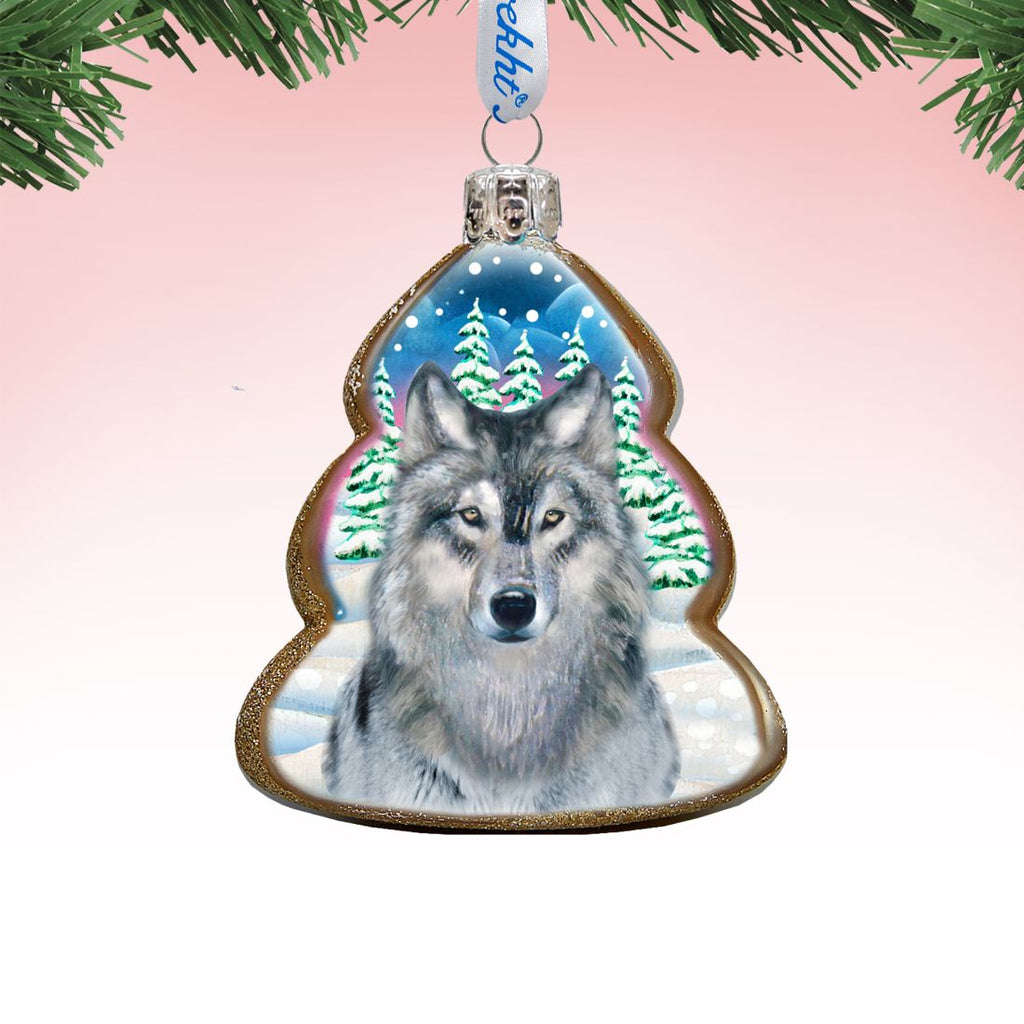 Wolf Face Wilderness Mercury Glass Ornament by G. DeBrekht - Wildlife Holiday Decor - 771031