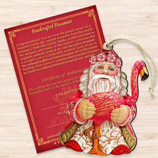 Flamingo Santa Christmas Wooden Ornaments by G. DeBrekht - Christmas Santa Snowman Decor - 8117835