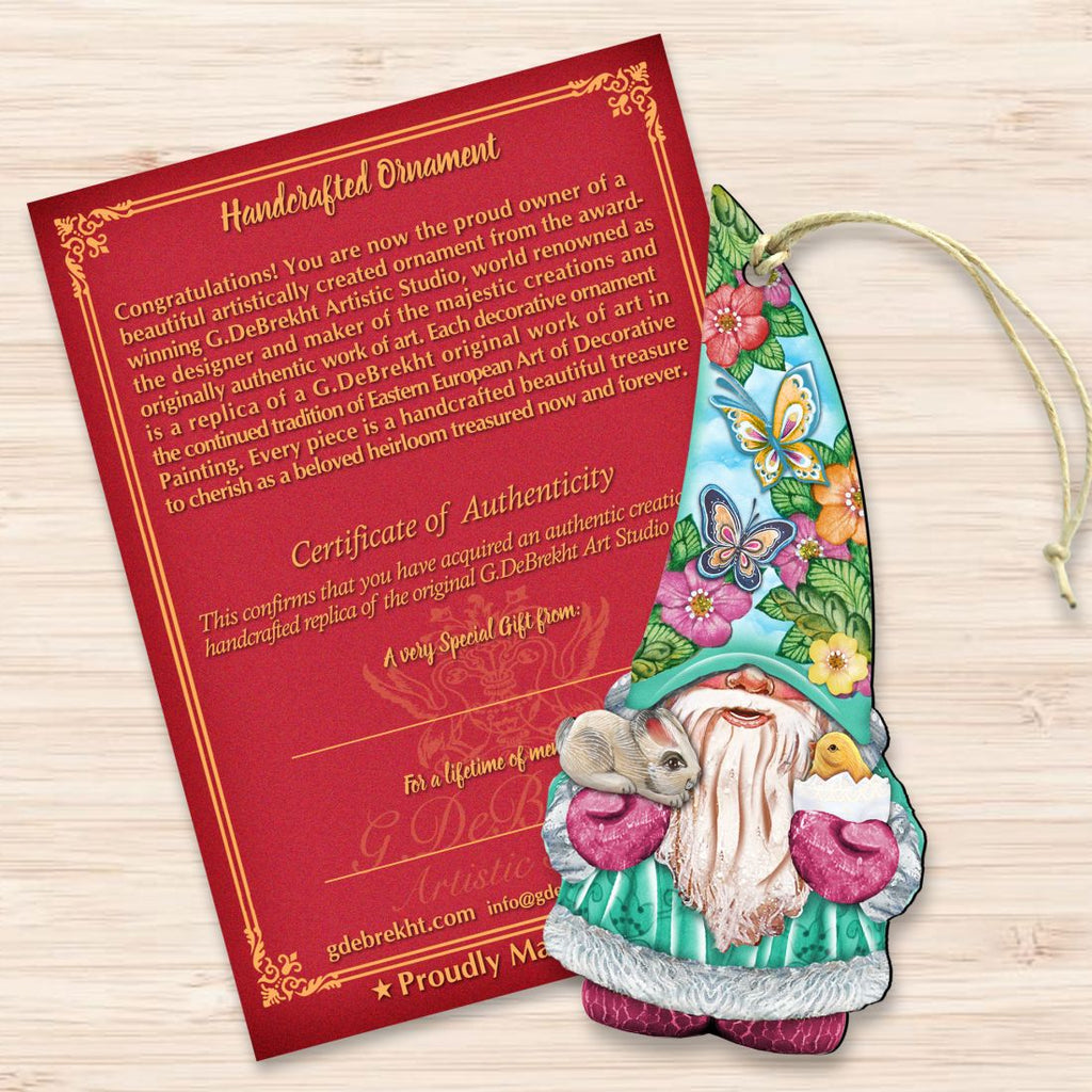 Spring Gnome Dwarf Wooden Ornaments by G. DeBrekht - Easter Spring Decor - 8611011