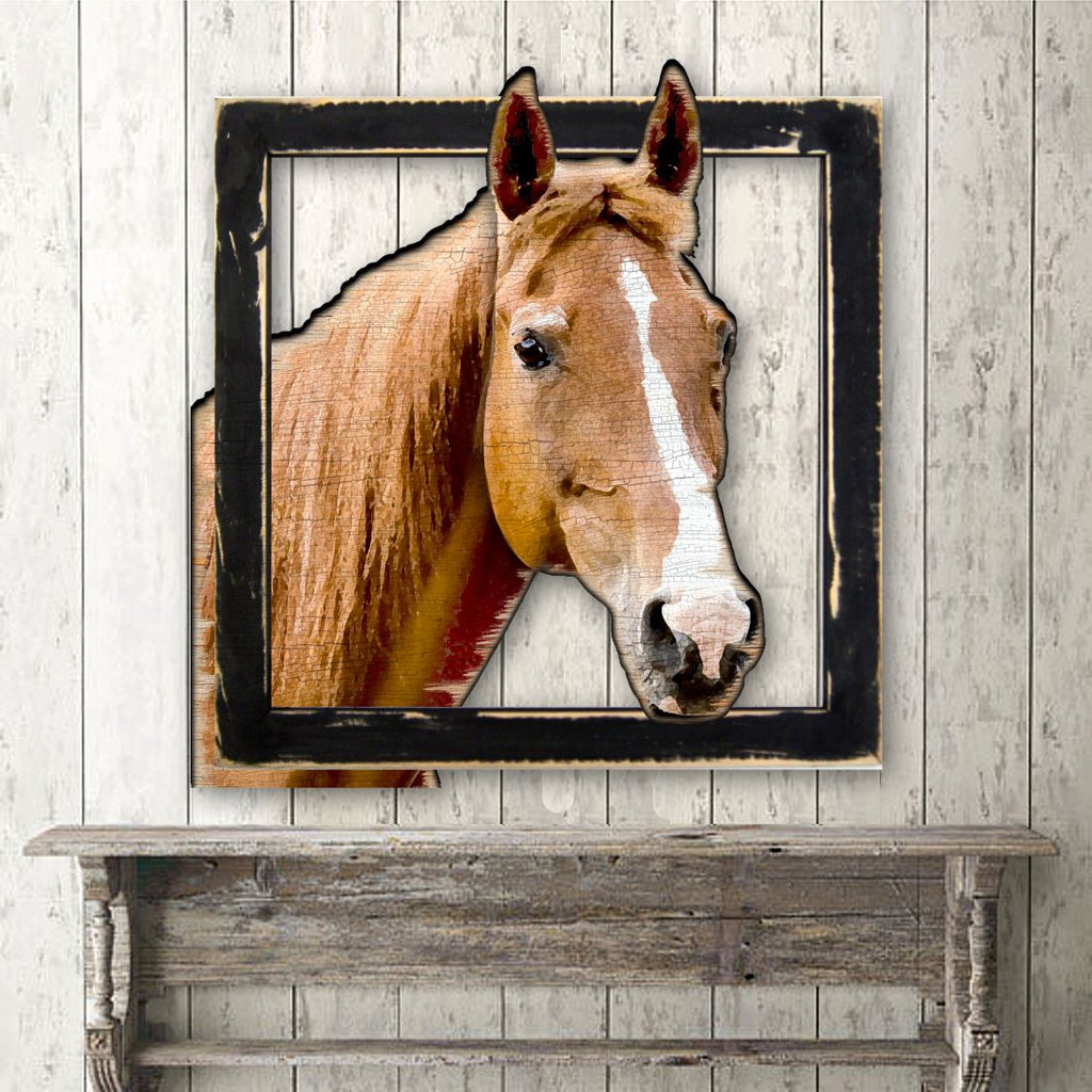 Brown Horse Head in Frame Wall Decor by G. DeBrekht - Nature Wildlife Decor - G98160