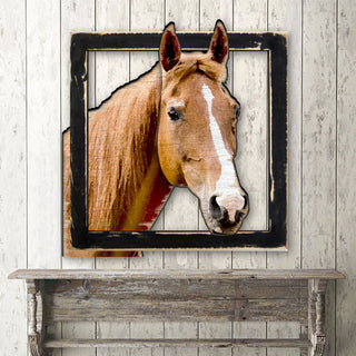 Brown Horse Head in Frame Wall Decor by G. DeBrekht - Nature Wildlife Decor - G98160
