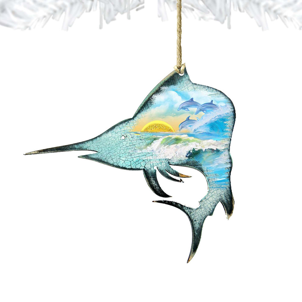 Marlin Fish Wooden Ornaments by G. DeBrekht - Coastal Holiday Decor - 8198533