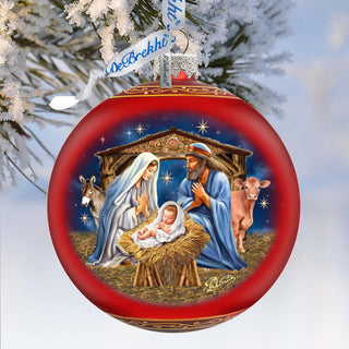 From Stable to Savior Lg Glass Ornament by G.Debrekht - Nativity Holiday Decor - 73956
