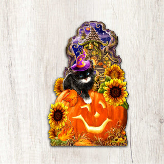 Halloween Kitten Door Decor by D. Gelsinger - Thanksgiving Halloween Decor - 8461066H-DG