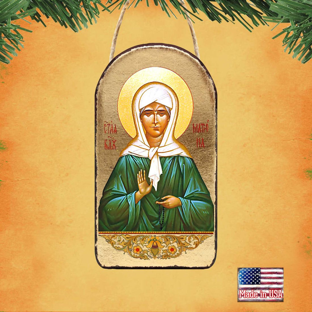 Matrona Plaque Religious Orthodox Sacred Icon Ornament - Inspirational Icon Decor - 87048