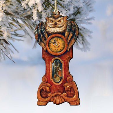 Owl Clock Wooden Ornaments Halloween by G. DeBrekht - Thanksgiving Halloween Decor - 8153311