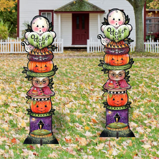 Boo Walkway Greeters Set of 2 Halloween Outdoor Decor by Jamie Mills-Price - Thanksgiving Halloween Decor - 8457802F-S2