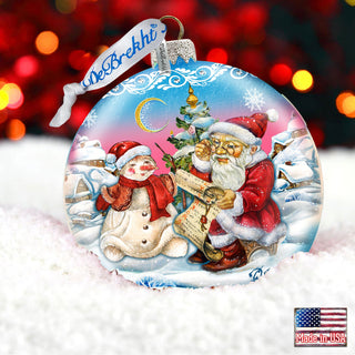 Vintage Santa List Ball Glass Ornament Limited Edition by G. DeBrekht - Christmas Santa Snowman Decor - 73870B