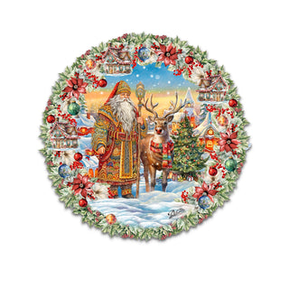 Santa's Magical Cottage Holiday Door Decor by G. Debrekht - Christmas Santa Snowman Decor - 8611066H