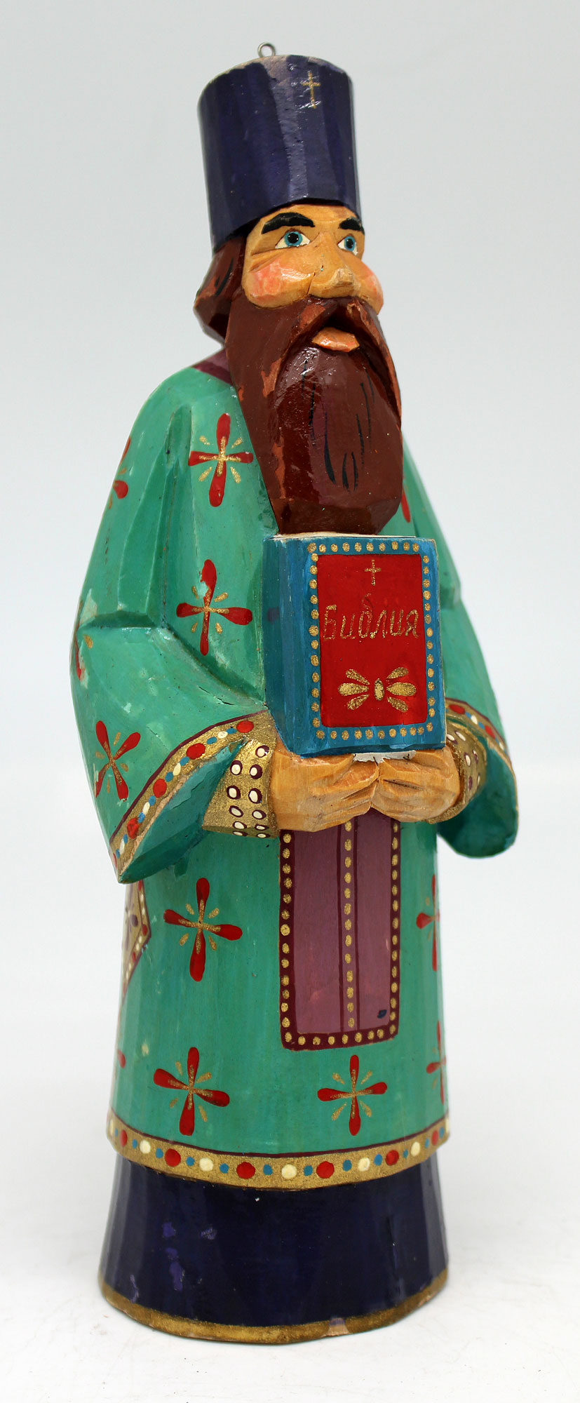 One-of-a-Kind Man with a Bible WOODCARVED Handpainted Figurine 7.5