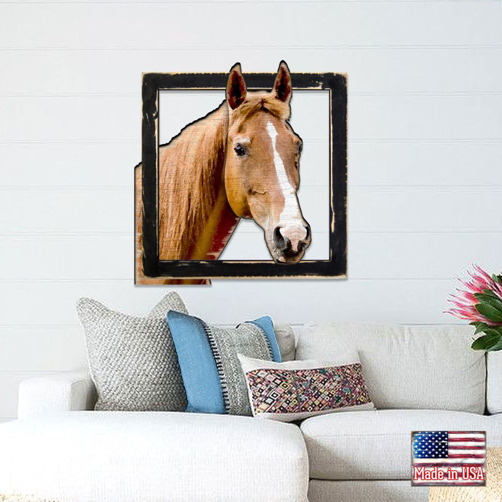 Brown Horse Head in Frame Wall Decor by G. DeBrekht - Nature Wildlife Decor - G98160
