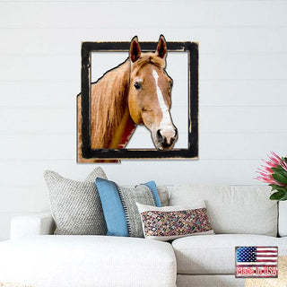 Brown Horse Head in Frame Wall Decor by G. DeBrekht - Nature Wildlife Decor - G98160
