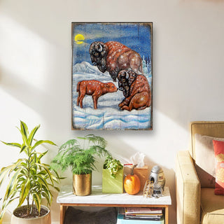 Buffalos Art Wooden Wall Art by Nature Wonders - Nature Wildlife Decor - 95217B