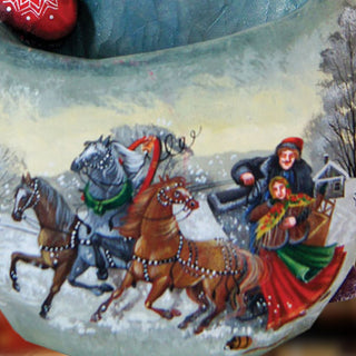 Santa Sleigh Ride Hand-Painted WOODCARVED Masterpiece by G. DeBrekht - Christmas Decor - 821571 *** PRE-ORDER - Handmade Just for You! ***