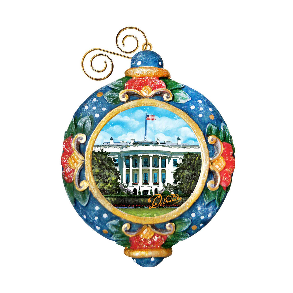 White House Sculpted Hand-Painted Christmas Ornament by G. DeBrekht - American Christmas Decor - 6103402