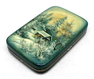 Handpainted One-of-a-Kind Papier Mache Lacquered Miniature Box 3 x 4.5 x 1 Unique Handmade Gift Collectible and Home Decoration