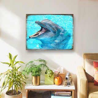 Sowers Dolphin Wood Wooden Coastal Wall Art by Nature Wonders - Coastal Sea-Life Decor - 95267B