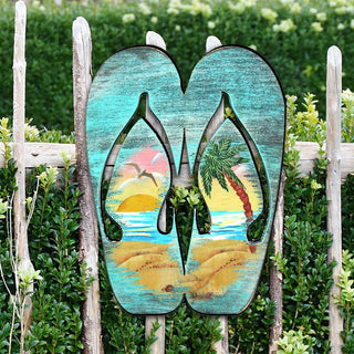 Rustic Flip Flops Coastal Outdoor Decor Large Ornament by G. DeBrekht - Coastal Holiday Decor - 8198523M
