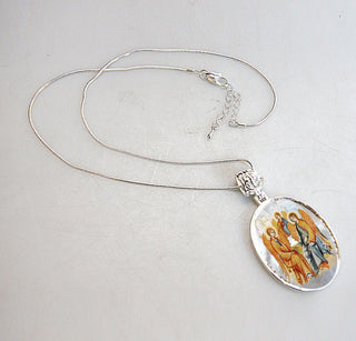 Old Testament Trinity Silver Plated Mother of Pearl Necklace Jewelry - 43015