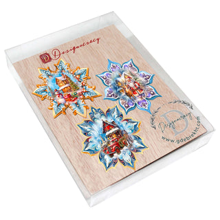 Christmas House Snowflake Eco Wood Ornaments Set of 3 by G. Debrekht - Christmas Decor - 8090142-S3