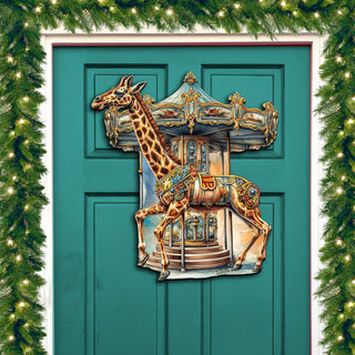 Carousel Giraffe Holiday Door Decor by G. Debrekht - Christmas Decor - 8611028H