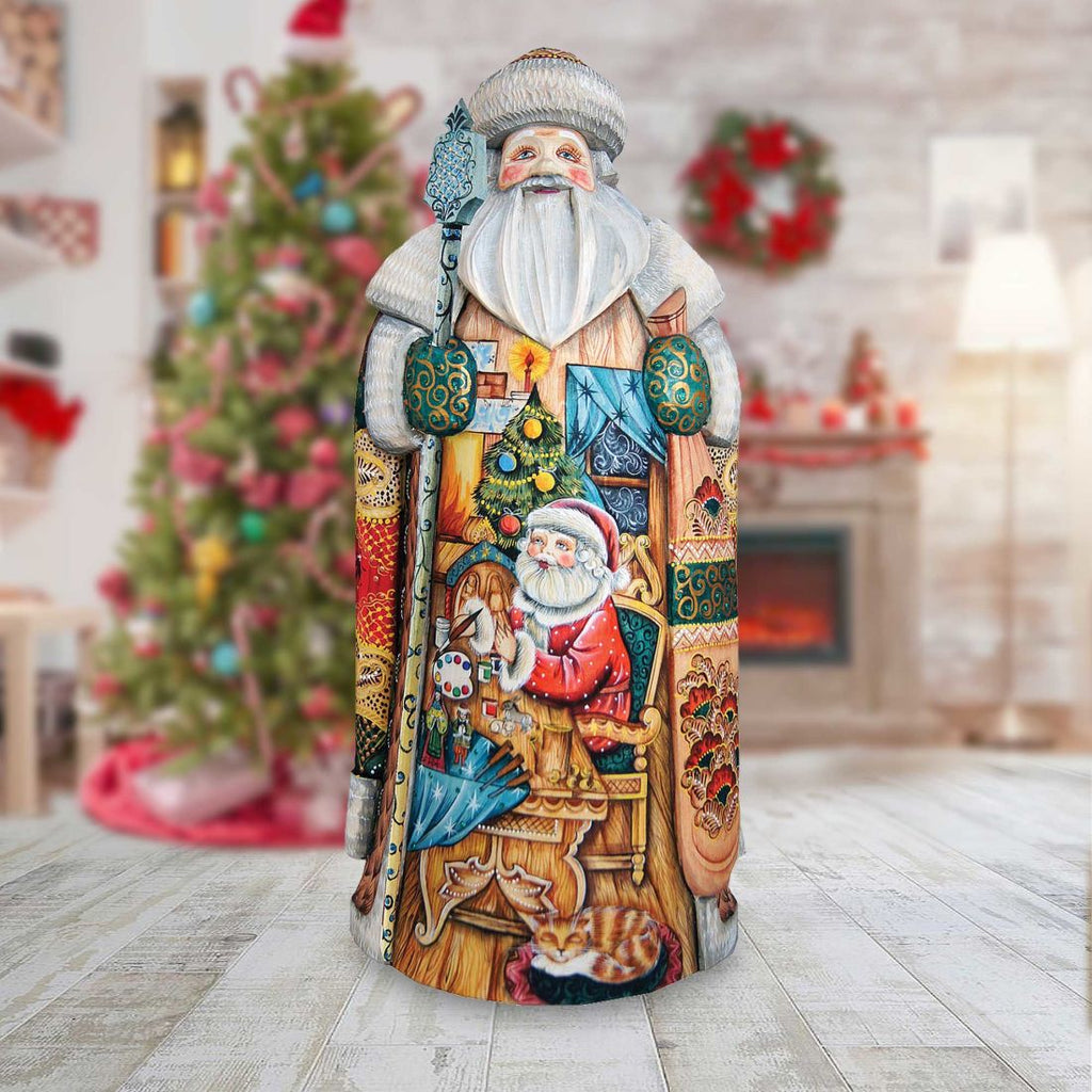 Nativity Workshop Santa Hand-Painted WOODCARVED Masterpiece by G. DeBrekht - Christmas Decor - 215625