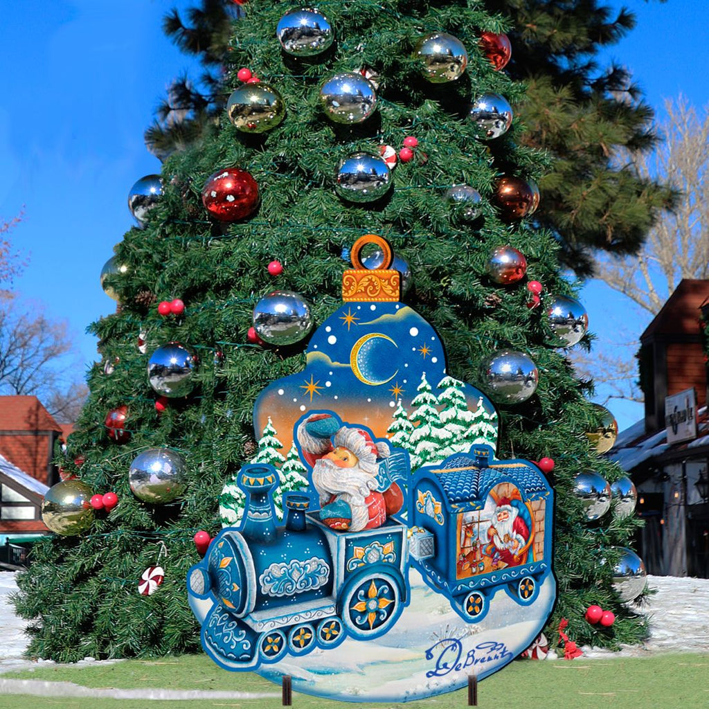 Santa Arrival Christmas Outdoor Yard Sign by G. DeBrekht - Christmas Santa Snowman Decor - 8112180F